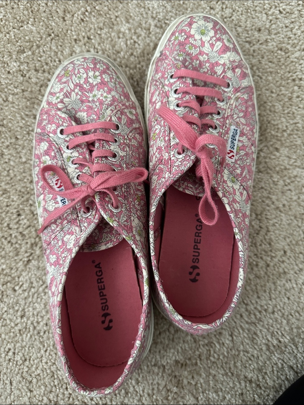 Superga Pink Floral Canvas Low-Top Sneakers